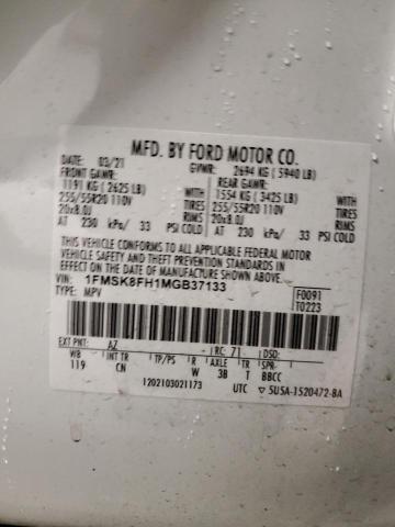 Photo 14 from auction – 2021 FORD EXPLORER L with VIN 1FMSK8FH1MGB37133