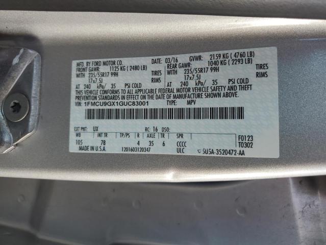 Photo 12 from auction – 2016 FORD ESCAPE SE with VIN 1FMCU9GX1GUC83001