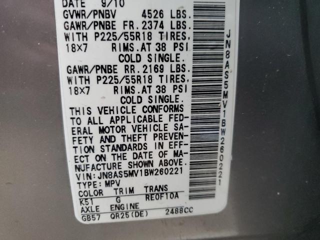 Photo 14 from auction – 2011 NISSAN ROGUE S with VIN JN8AS5MV1BW260221