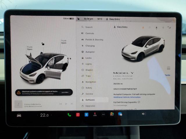 Photo 9 from auction – 2021 TESLA MODEL Y with VIN 5YJYGDEE7MF257917