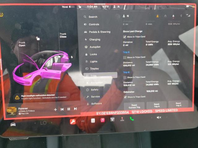 Photo 9 from auction – 2022 TESLA MODEL 3 with VIN 5YJ3E1EB8NF233504