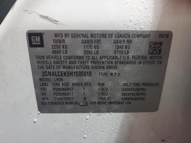 Photo 14 from auction – 2017 CHEVROLET EQUINOX LT with VIN 2GNALCEK5H1505918