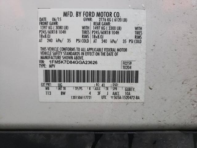 Photo 14 from auction – 2016 FORD EXPLORER X with VIN 1FM5K7D84GGA23626