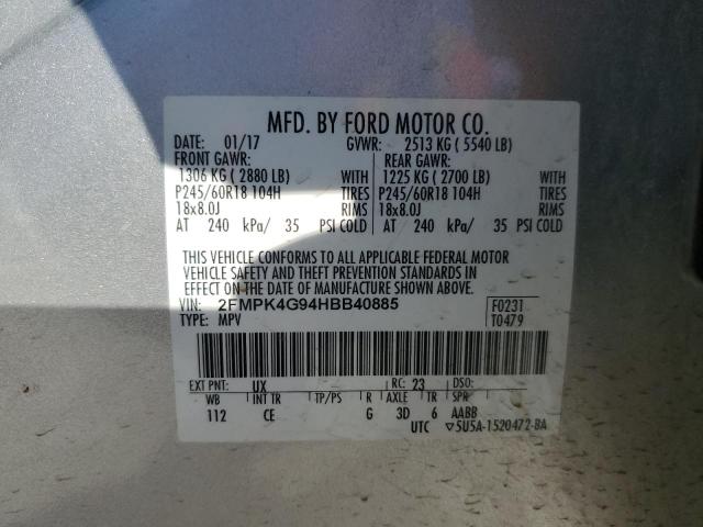 Photo 14 from auction – 2017 FORD EDGE SE with VIN 2FMPK4G94HBB40885