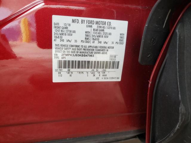 Photo 14 from auction – 2019 FORD EDGE SEL with VIN 2FMPK3J93KBB47983