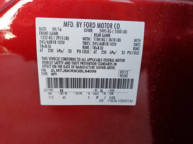 Photo 14 from auction – 2016 LINCOLN MKX SELECT with VIN 2LMTJ6KR9GBL84099