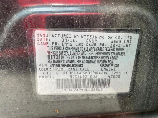 Photo 10 from auction – 2017 NISSAN SENTRA S with VIN 3N1AB7AP4HL638563