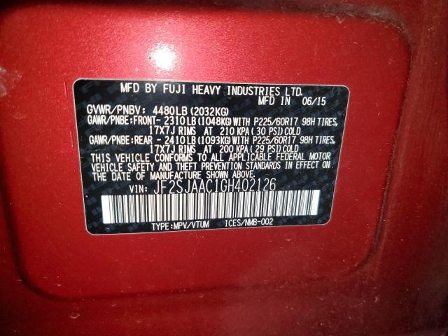 Photo 14 from auction – 2016 SUBARU FORESTER 2 with VIN JF2SJAAC1GH402126