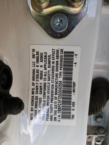 Photo 12 from auction – 2016 HONDA CIVIC EXL with VIN 19XFC1F72GE042554
