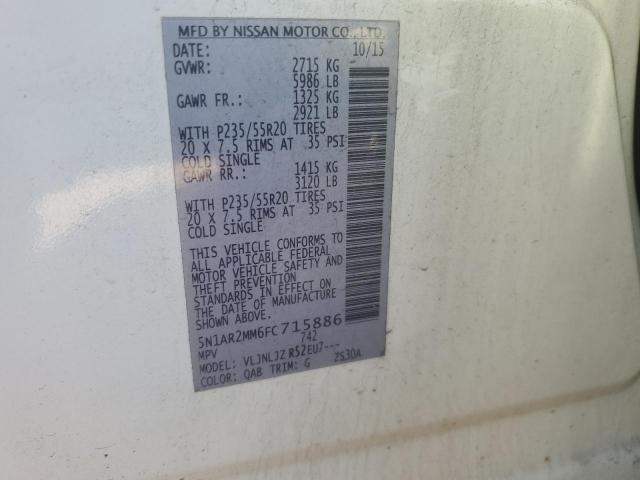 Photo 14 from auction – 2015 NISSAN PATHFINDER with VIN 5N1AR2MM6FC715886