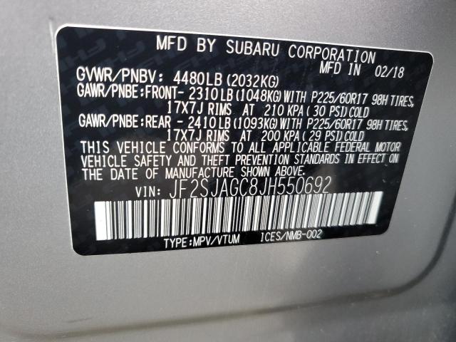 Photo 14 from auction – 2018 SUBARU FORESTER 2 with VIN JF2SJAGC8JH550692
