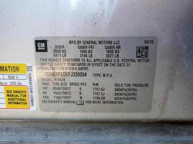 Photo 12 from auction – 2015 CHEVROLET TRAVERSE L with VIN 1GNKRFED8FJ339094