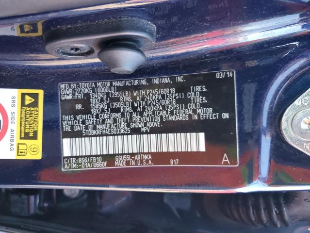 Photo 14 from auction – 2014 TOYOTA HIGHLANDER with VIN 5TDBKRFH4ES033625