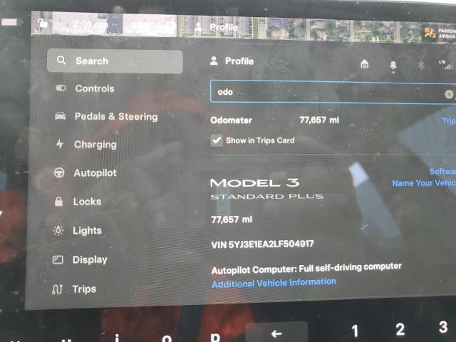 Photo 9 from auction – 2020 TESLA MODEL 3 with VIN 5YJ3E1EA2LF504917