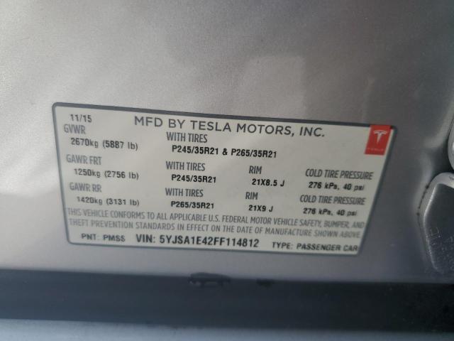 Photo 14 from auction – 2015 TESLA MODEL S with VIN 5YJSA1E42FF114812