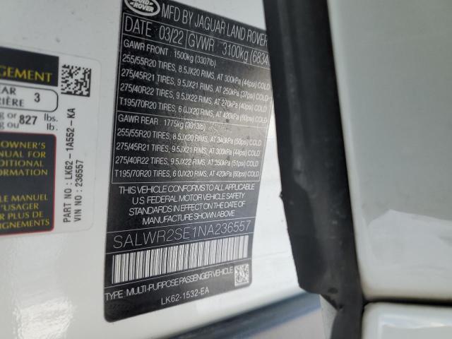 Photo 14 from auction – 2022 LAND ROVER RANGE ROVE with VIN SALWR2SE1NA236557