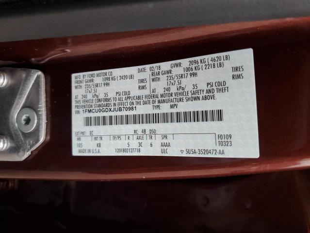 Photo 14 from auction – 2018 FORD ESCAPE SE with VIN 1FMCU0GDXJUB70981