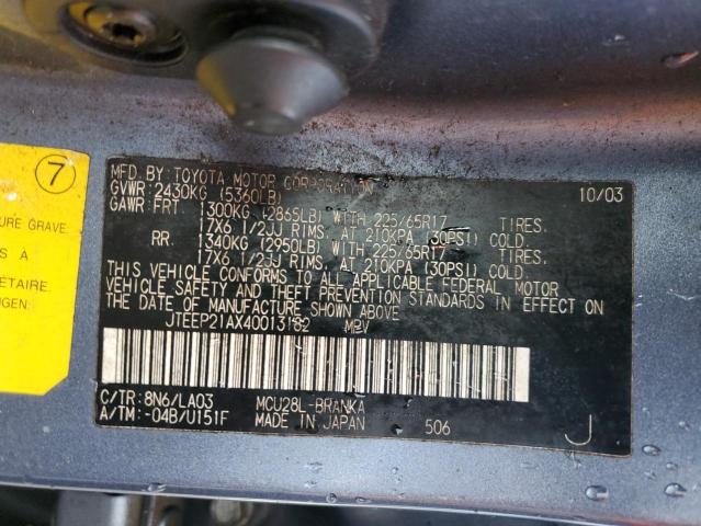 Photo 14 from auction – 2004 TOYOTA HIGHLANDER with VIN JTEEP21AX40013182