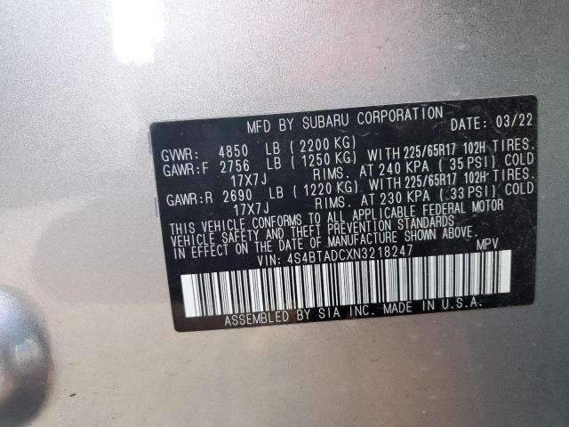 Photo 14 from auction – 2022 SUBARU OUTBACK PR with VIN 4S4BTADCXN3218247