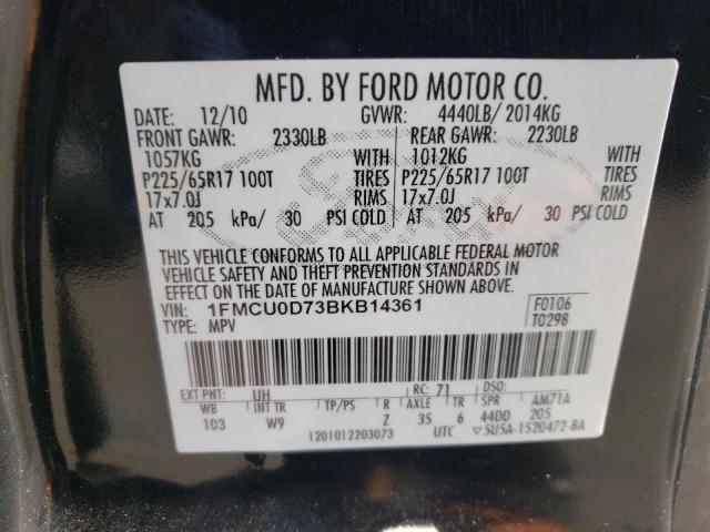 Photo 14 from auction – 2011 FORD ESCAPE XLT with VIN 1FMCU0D73BKB14361