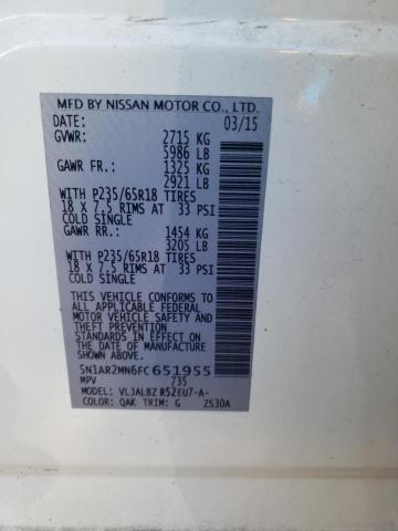 Photo 14 from auction – 2015 NISSAN PATHFINDER with VIN 5N1AR2MN6FC651955