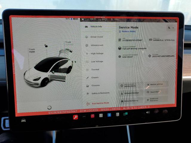 Photo 9 from auction – 2019 TESLA MODEL 3 with VIN 5YJ3E1EB7KF437447