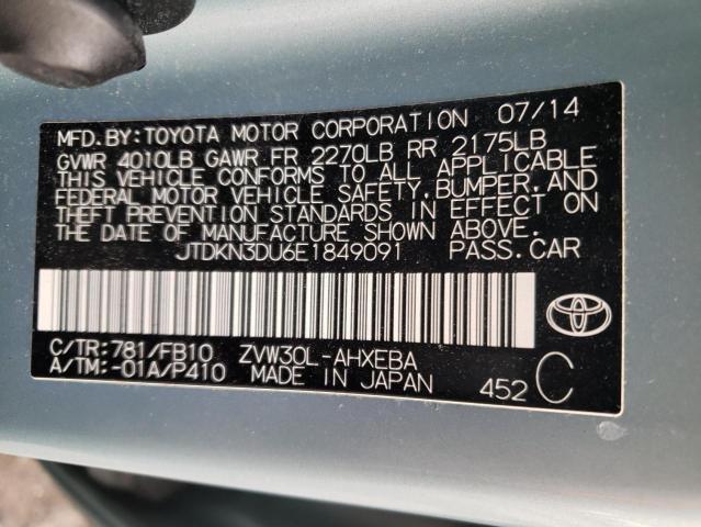 Photo 14 from auction – 2014 TOYOTA PRIUS with VIN JTDKN3DU6E1849091