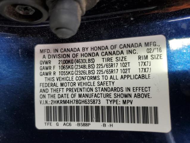 Photo 14 from auction – 2016 HONDA CR-V EXL with VIN 2HKRM4H78GH635873