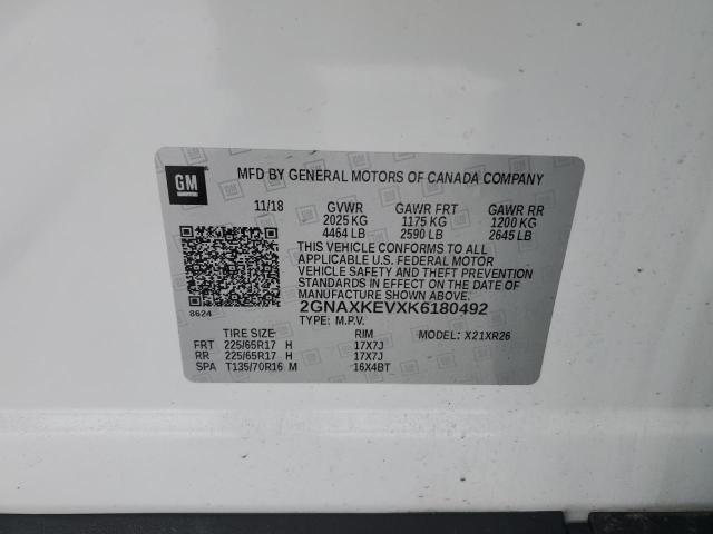 Photo 14 from auction – 2019 CHEVROLET EQUINOX LT with VIN 2GNAXKEVXK6180492
