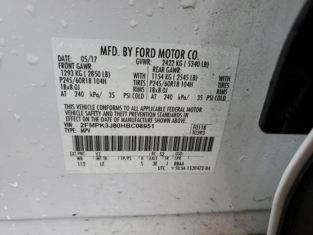 Photo 14 from auction – 2017 FORD EDGE SEL with VIN 2FMPK3J80HBC08951
