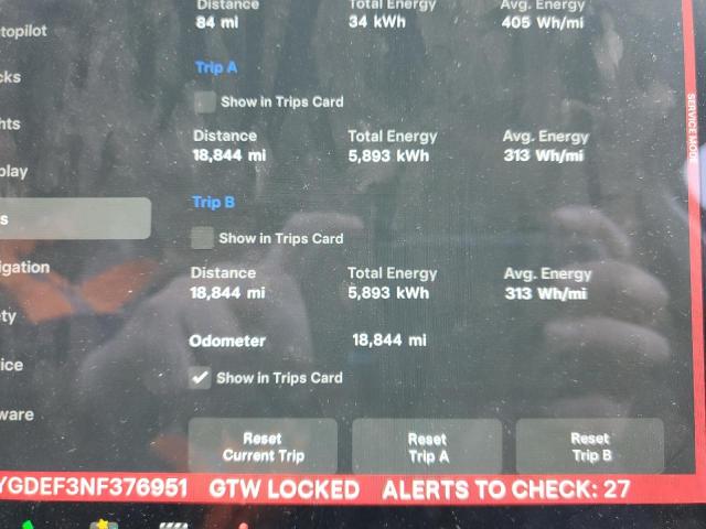 Photo 9 from auction – 2022 TESLA MODEL Y with VIN 7SAYGDEF3NF376951