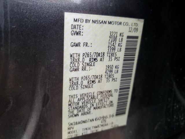 Photo 14 from auction – 2010 NISSAN ARMADA with VIN 5N1BA0ND7AN609636