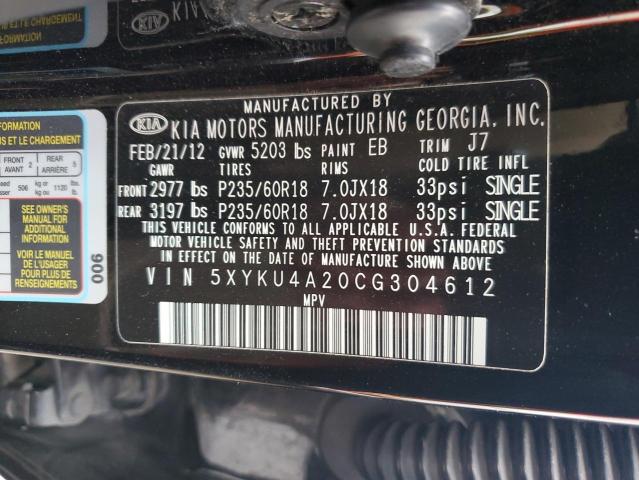 Photo 14 from auction – 2012 KIA SORENTO EX with VIN 5XYKU4A20CG304612