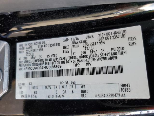 Photo 14 from auction – 2017 FORD ESCAPE SE with VIN 1FMCU9G94HUC25869