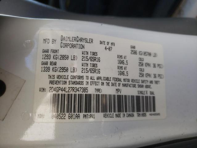 Photo 14 from auction – 2007 DODGE GRAND CARA with VIN 2D4GP44L27R347385