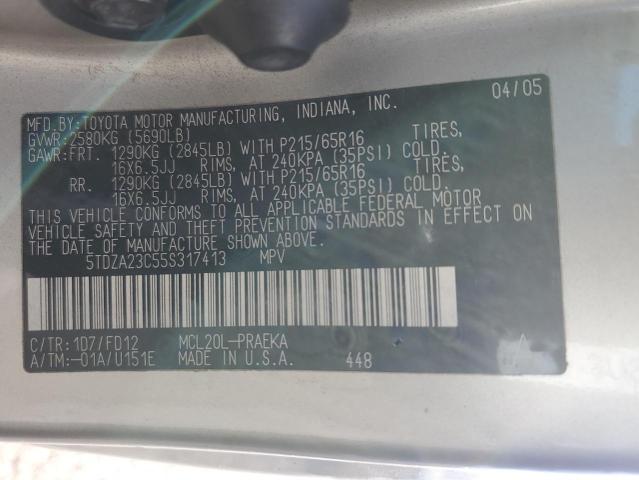 Photo 14 from auction – 2005 TOYOTA SIENNA CE with VIN 5TDZA23C55S317413