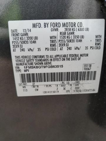 Photo 14 from auction – 2015 FORD EXPLORER S with VIN 1FM5K8GT9FGB63515