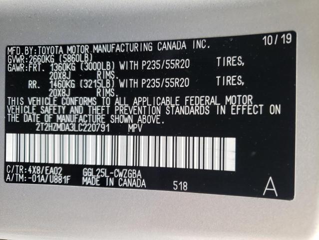 Photo 14 from auction – 2020 LEXUS RX 350 with VIN 2T2HZMDA3LC220791