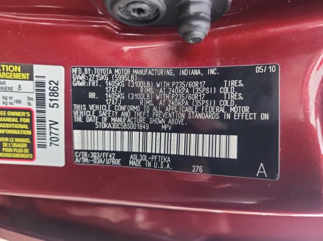Photo 10 from auction – 2011 TOYOTA SIENNA BAS with VIN 5TDKA3DC5BS001849