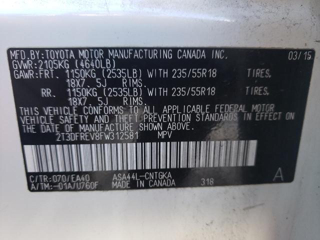 Photo 14 from auction – 2015 TOYOTA RAV4 LIMIT with VIN 2T3DFREV8FW312581
