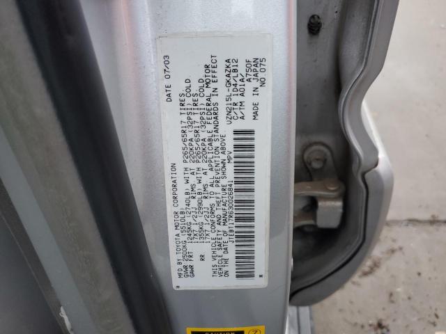 Photo 14 from auction – 2003 TOYOTA 4RUNNER LI with VIN JTEBT17R630026841