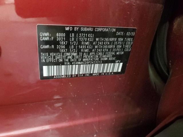 Photo 14 from auction – 2023 SUBARU ASCENT PRE with VIN 4S4WMACD9P3423313
