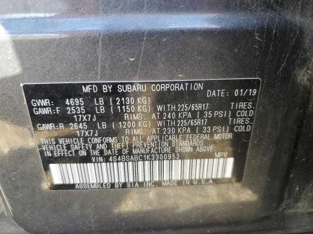 Photo 14 from auction – 2019 SUBARU OUTBACK 2. with VIN 4S4BSABC1K3300952