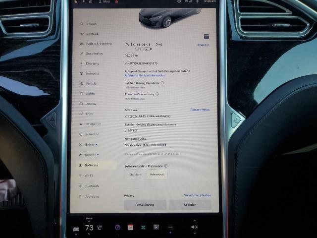 Photo 9 from auction – 2017 TESLA MODEL S with VIN 5YJSA1E20HF181975