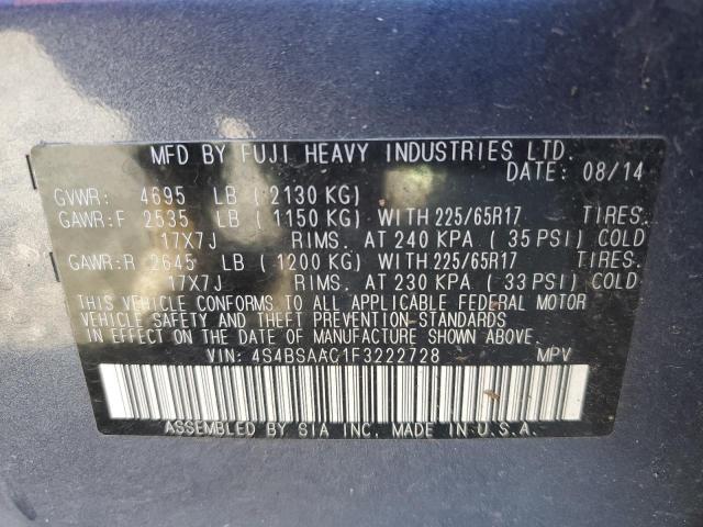 Photo 14 from auction – 2015 SUBARU OUTBACK 2. with VIN 4S4BSAAC1F3222728