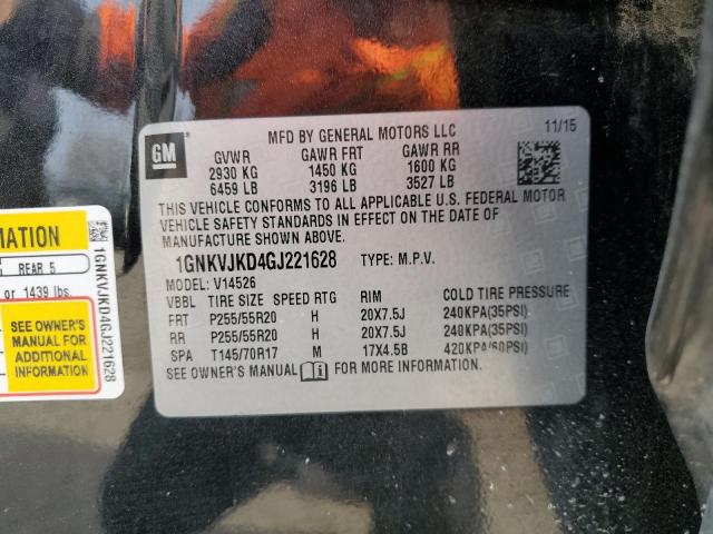 Photo 14 from auction – 2016 CHEVROLET TRAVERSE L with VIN 1GNKVJKD4GJ221628