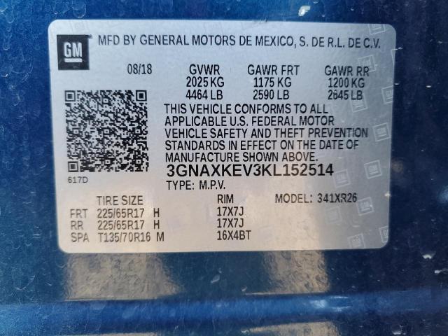 Photo 14 from auction – 2019 CHEVROLET EQUINOX LT with VIN 3GNAXKEV3KL152514