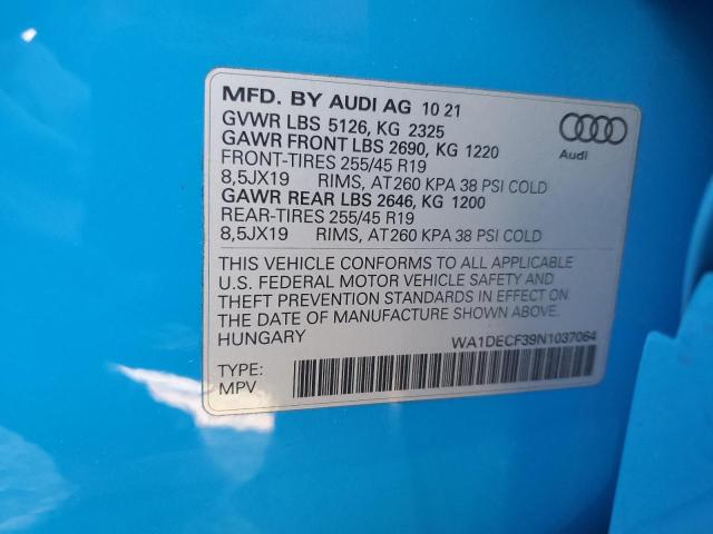 Photo 14 from auction – 2022 AUDI Q3 PREMIUM with VIN WA1DECF39N1037064