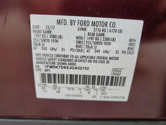 Photo 14 from auction – 2018 FORD EXPLORER X with VIN 1FM5K7D8XJGA52152