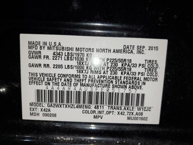 Photo 14 from auction – 2015 MITSUBISHI OUTLANDER with VIN 4A4AR4AU3FE051757